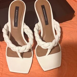 BCBGMaxAzria Women's White Braided Heels